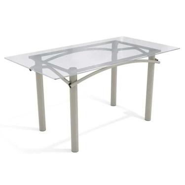 Imagem de Mesa de Sala Jantar Elba c/ Tampo de Vidro 150cm Niquel - Kappesberg