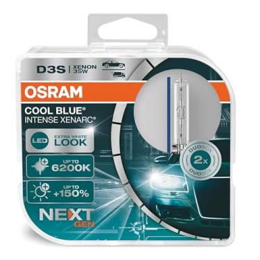 Imagem de OSRAM XENARC Cool Blue Intense D3S, +150% mais brilho, até 6.200 K, lâmpada de farol de xenônio, visual de LED, caixa dupla (2 lâmpadas), 66340CBN-HCB