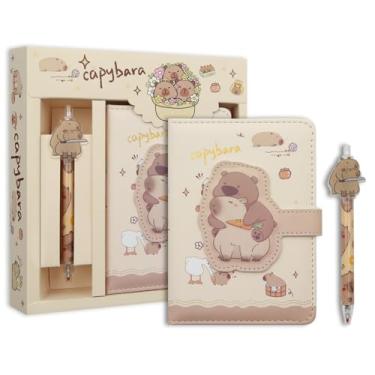 Imagem de 2 in 1 Cute Capybara Theme Stationery Gift Box Set Includes 1 Pcs A6 Cartoon Animal Capybara Notebook Journal Memo Pads Notepad Diary and Pen Gift for Birthday Christmas Kids Office School Supplies