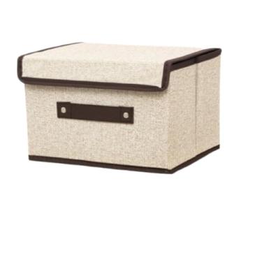 Imagem de Caixa Organizadora Com Tampa Multiuso Puxador Guarda Roupa Documentos (Bege/Marrom)