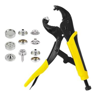 Imagem de Kit de botão de pressão resistente com 40 peças de fixadores, alicates ajustáveis para capas de barco, lona, lonas e couro (preto/amarelo)