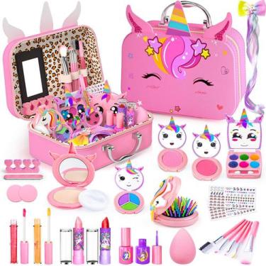 Imagem de Kit de maquiagem Massiuve Kids for Girl lavável com estojo de cosmétic
