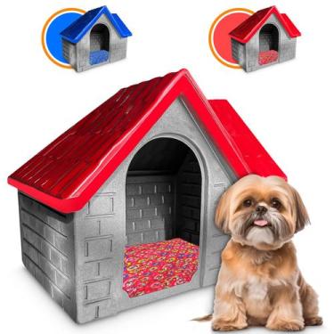 Imagem de Casinha Casa Plástica Cachorro Bangalo Número 3 + Colchão - Rafa Pet, 