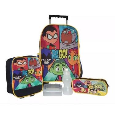 Imagem de Kit Escolar Mochila Jovens Titans De Carrinho Com Estojo e Lancheira T