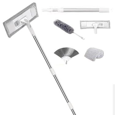 Imagem de TBATM Mops de Limpeza para Pisos um Conjunto, Mop Plano Poderoso com Pano de Fibra Ultra Fina para uso Seco e Molhado, para Parede, Carro,E,139cm