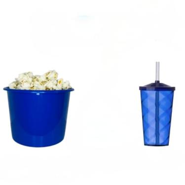 Imagem de Kit Cinema 25 Balde 1,5l Pipoca + 25 Twister Colorido 400ml (AZUL ROYAL)