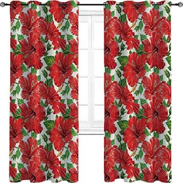 Imagem de Cortinas blecaute Havaí para quarto - Isolamento térmico, economia de energia e redução de ruído, tratamento de sombreamento completo cortina de isolamento de cozinha, L 182 x C 182 cm bege samambaia