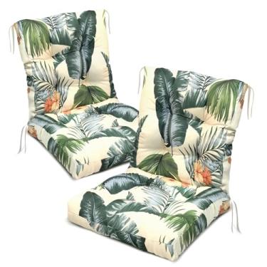 Imagem de Eoieov Almofadas para cadeira de encosto alto para ambientes externos, à prova d'água, conjunto de 2,41,7 x 21,8 x 3,9 polegadas estampadas almofadas de assento para ambientes externos para móveis de