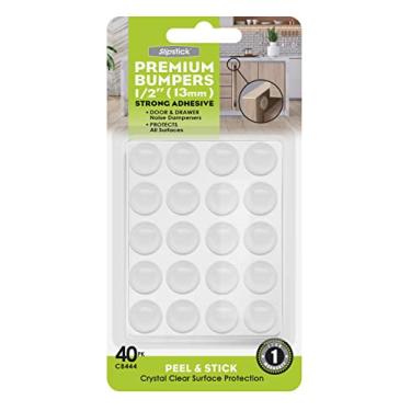 Imagem de Slipstick Amortecedores De Porta Armário Premium, Redondos, Transparentes, 1/2", Com Adesivos, Rolhas, Borracha Para Gavetas, Armários, Tábuas Corte, Tampos Vidro, Molduras, Móveis, 40