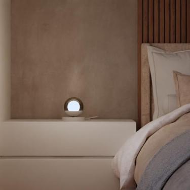 Imagem de Kit 2 Luminarias De Mesa Abajur Quarto Dormitorio De Casal Decorativo Lampada Incluso Bivolt (Branco Globo Fume)