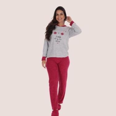 Imagem de Pijama Feminino Adulto Plush Quente Estampado - Vi-Feminino