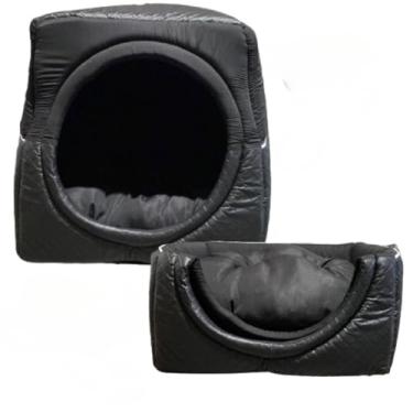 Imagem de Cama Caminha Túnel Toca iglu pet 2 em 1 Cachorro Gato Tamanhos M G GG(Preto,GG 50x50)