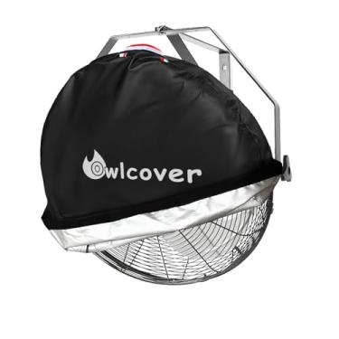 Imagem de Owlcover Capa de ventilador montada na parede não oscilante 22-25 polegadas, resistente, 600D, impermeável, à prova de poeira, protetor de ventilador industrial externo preto (apenas capa)