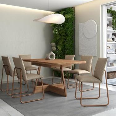 Imagem de Conjunto de Sala de Jantar 6 Cadeiras Chloe Carraro Nogal Rosê