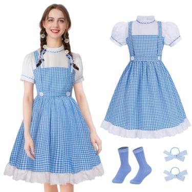 Imagem de Mosong Conjunto de fantasia de Halloween para adultos, fantasia de princesa, vestido azul para festa à fantasia de princesa MS078-S