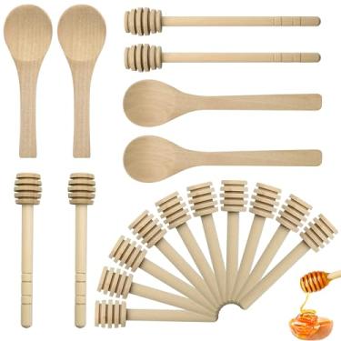 Imagem de Pacote com 18 palitos de mel de madeira, palitos de madeira para molho de mel, mini colher de mel, misturador de mel, pente para pote de mel para festa de casamento