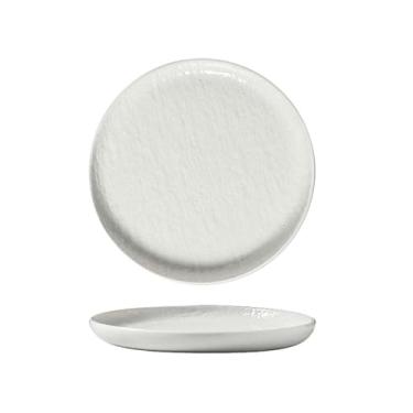 Imagem de Prato de cerâmica requintado retangular branco puro em estilo europeu para uso doméstico simples - prato de comida ocidental em relevo de 25,4 cm