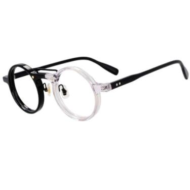 Imagem de Armação de óculos redonda de acetato leopardo, moda masculina e feminina (2)