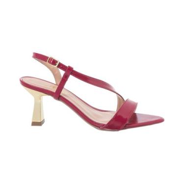 Imagem de Sandália Feminina Salto Taça Cromado Stessy Bico Folha Elegante Premiu