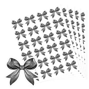 Imagem de Anwyll Adesivos de laço preto - adesivos de laços de coquete 480 peças adesivo de arco de dia dos namorados autoadesivo bonito adesivo de laço aquarela para garrafa de água envelope selo cartão