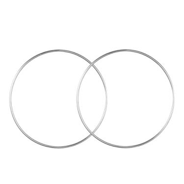 Imagem de IEUDNS 2x Argolas florais de metal, anéis de metal, elegantes argolas de guirlanda de macramê, para artesanato, festas, chás de bebê, decoração, artigos para, Prata 35 Cm