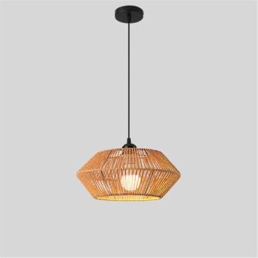 Imagem de OUFULA Estilo Industrial Retro Corda De Cânhamo Pendente Lâmpada Personalidade Criativa Internet Bar Café Restaurante Quarto Roupa Loja Balcão Bar Decoração Candelabro (A D32CM)