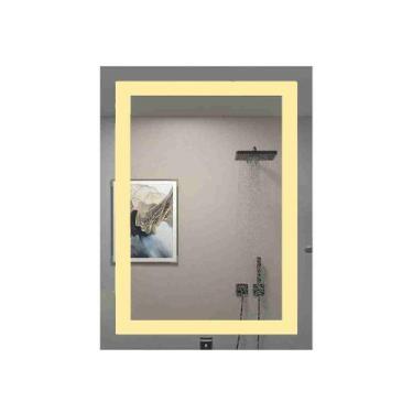 Imagem de Espelho Com Led Retangular Grande Jateado 110x120 Lapidado - Espelho T