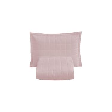 Imagem de Kit Cobre Leito Matelado Dupla Face Soft 2 Peças Solteiro 100% Poliéster Cor:rosê