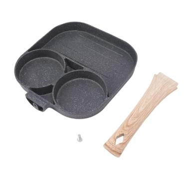 Imagem de Frigideira De Ovo Antiaderente, Frigideira Dividida Frigideira De Panqueca Frigideira Secional Para Café Da Manhã Frigideira De Ovo Frito De 3 Seções Para Fogão