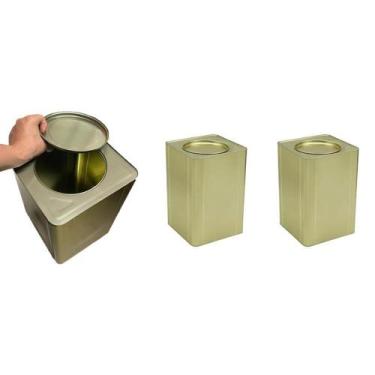 Imagem de 2 Lata Vazia 18l Artesanato Alimento Carne Banha Tintas Agua - Parafut