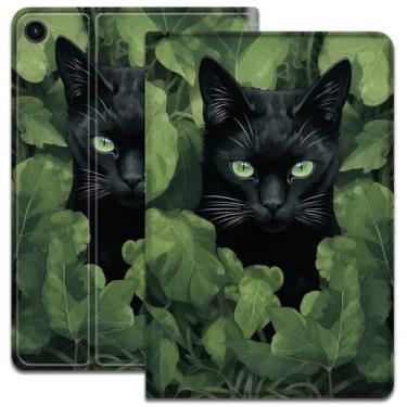 Imagem de Capa para Samsung Galaxy Tab A9+/A9 Plus 5G 11 polegadas 2023 2024 (SM-X210/X216/X218), suporte dobrável ajustável e despertar/hibernar automático, capa inteligente de proteção à prova de choque, gato