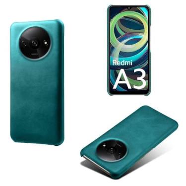 Imagem de Capa para Xiaomi Redmi A3 4G,Proteção contra quedas,Casca de volta de cor sólida simples,Design de couro de imitação de plástico-Green