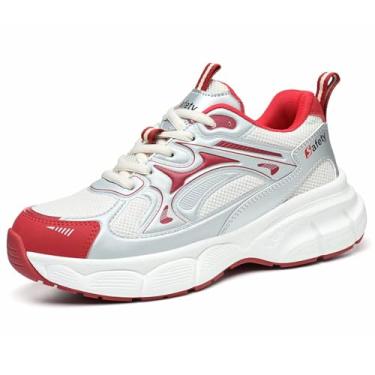 Imagem de Ruivina Tênis de bico de aço para mulheres, sapatos de segurança, ajuste largo, indestrutível, masculino, leve, antiderrapante, respirável, à prova de perfuração, bico composto, preto, branco