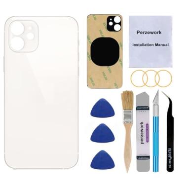 Imagem de Perzework Substituição de vidro traseiro OEM para iPhone 12 Mini 5,4 polegadas (branco) com kit de ferramentas de reparo