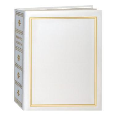 Imagem de Álbum de fotos da Pioneer, álbum de fotos encadernado, capas cênicas de cor sólida com detalhes dourados, comporta 208 fotos de 10 x 15 cm, 2 por página, cor: branco.