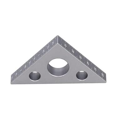 Imagem de Garosa Régua Triangular de Liga de Alumínio Com Escala Gravada, 15 Mm de Espessura para Trabalhar Madeira para Medição de Altura e ângulo, Design de Orifício Central, Prata