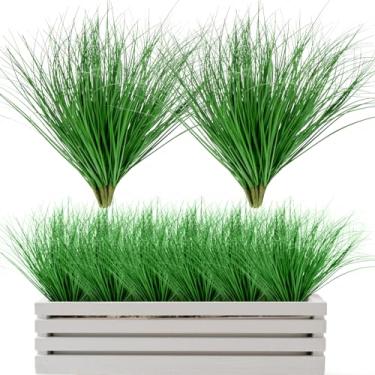 Imagem de RAINFLOW 25 peças de grama de trigo artificial – arbustos falsos, grama de trigo, hastes de vegetação artificial, plantas de cebola verde sintética para jardim interno, casa, escritório, vaso, pátio