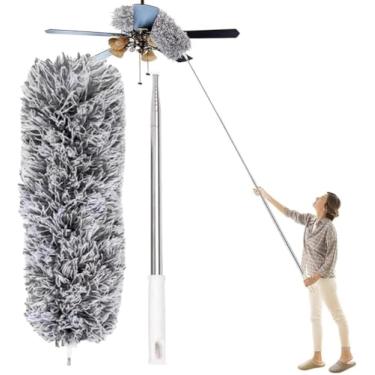 Imagem de Espanador de Teto Telescópico com Haste de Inox – Extensível até 2,80m, Microfibra Antipoeira para Limpeza de Teto, Persianas, Guarda-Roupas e Teias de Aranha - Premium