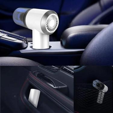 Imagem de Mini Aspirador de Pó Sem Fio Portátil 120W | Alta Sucção 6000Pa Recarregável via USB | Ideal para Carro, Casa, Sofás, Tapetes e Teclados | Leve, Silencioso e Multifuncional (Branco)