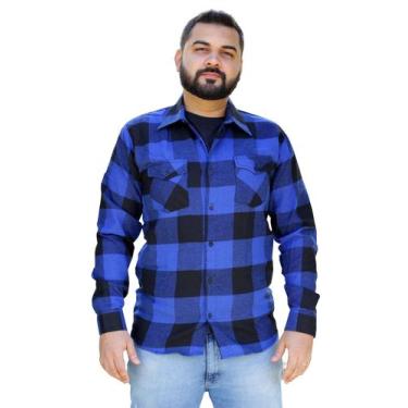 Imagem de Camisa De Flanela Xadrez Manga Longa Masculina P Ao G4 - Maximus, Azul