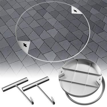 Imagem de Tampa de bueiro invisível de aço inoxidável de 61 cm, tampa de fossa séptica embutida redonda com moldura e ganchos de elevação, para quintal/pavimento