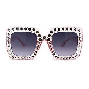 Imagem de Óculos de sol retangular borboleta com gravação côncava brilhante para meninas tamanho infantil, Fumê rosa, 4 7/8" (125mm) x 2 1/8" (55mm)