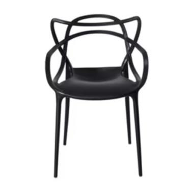 Imagem de Cadeira de Jantar Moderna, Design Cruzado, Assento Ergonômico, Preto