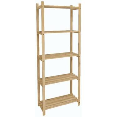 Imagem de Estante 5 Prateleiras 100x50x30cm -Madeira Pinus-Resistente e Durável para Sala, Quarto e Home Office (Montagem Fácil, Natural, Anti-Cupim)