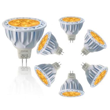 Imagem de JSVSAL MR16 GU5.3 Lâmpadas LED Amarelas Base Bi-Pin 5W Não Regulável, 35W 50W Equivalente a Halogênio, AC/DC 12V Baixa Voltagem, 40 graus Focos para Paisagem, Jardim, Árvore, Piscina, Iluminação de