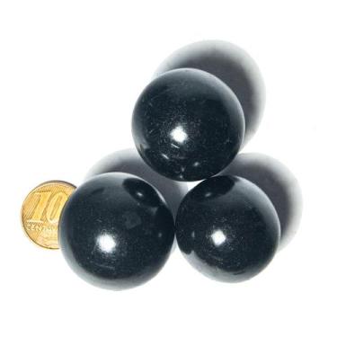 Imagem de 03 Mini Bola Cristal Negro Esfera Pedra Natural Média 25mm - Cristaisd