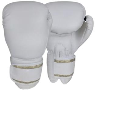Imagem de Luva De Boxe Muay Thai + Bandagem + Bucal + Case Kickboxing (B/Dourado,14oz)