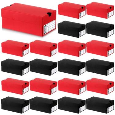 Imagem de Fullhawl 20 conjuntos de mini caixas de presente de sapatos para lembrancinhas de festa, 10 x 5,8 x 5 cm, caixa pequena de tênis com etiqueta editável, tema esportivo, recipientes de presente de festa