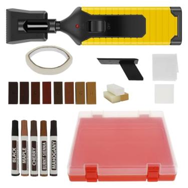 Imagem de Kit de reparo de piso laminado com caneta térmica, kit de reparo de móveis de vinil de madeira de 11 cores, kit de reparo de linóleo Lvp de madeira, arranhões, manchas, rachaduras, furos para chão