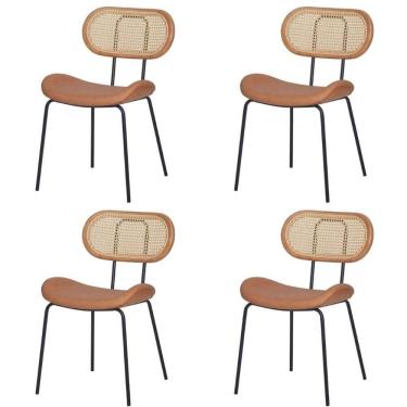 Imagem de Kit 4 Cadeiras Toscana Fratini Aço Preto Madeira